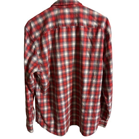 Wrangler Mens Shirt Large Red Plaid Long Sleeve‎ Button Down Cotton Blend - Picture 4 of 4